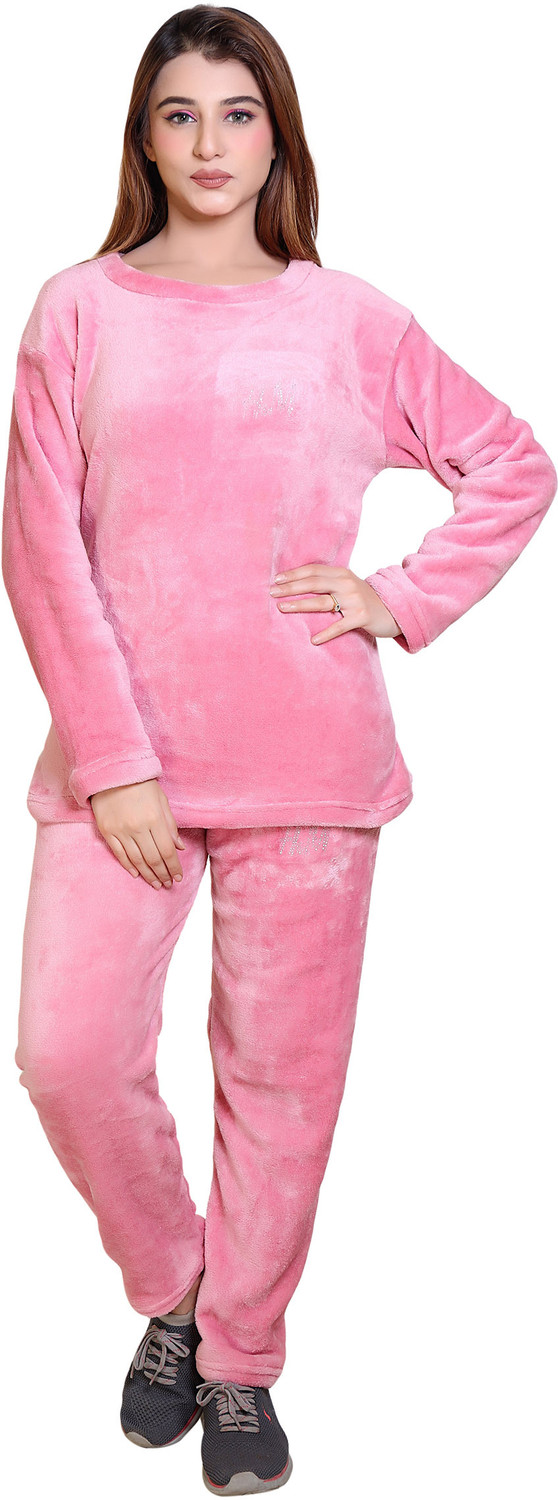 Image of RG BY SS CLOTHING Women Solid Pink Top & Pyjama Set