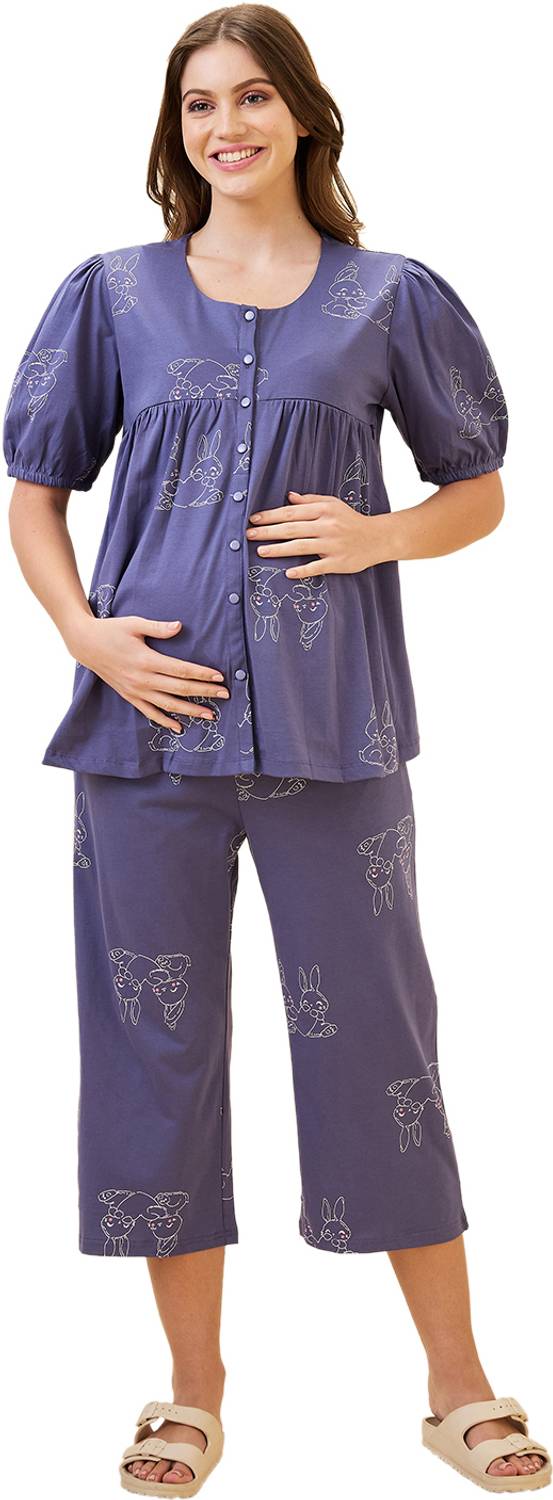 AV2 Women Printed Purple Top & Capri Set