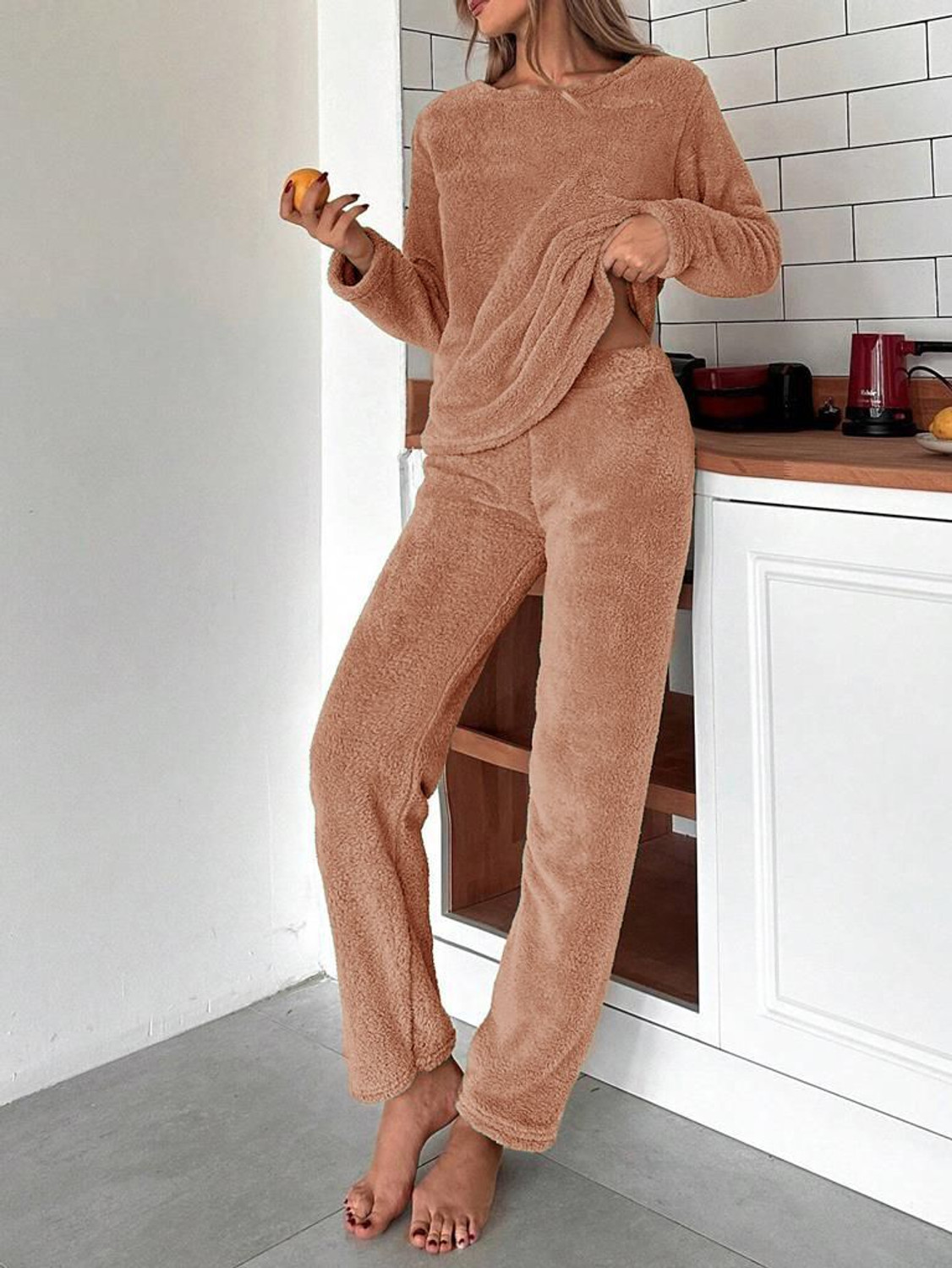 Image of KOTTY Women Solid Brown Night Suit Set