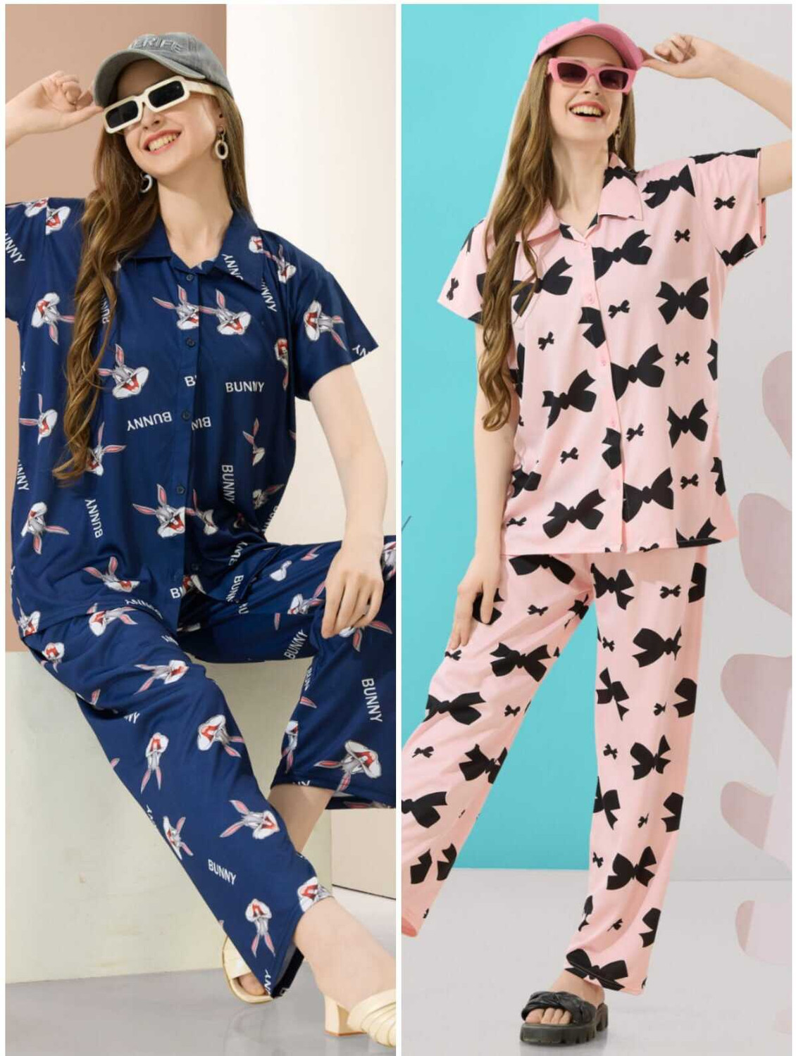 Image of Trade Zone Women Printed Multicolor Shirt & Pyjama set