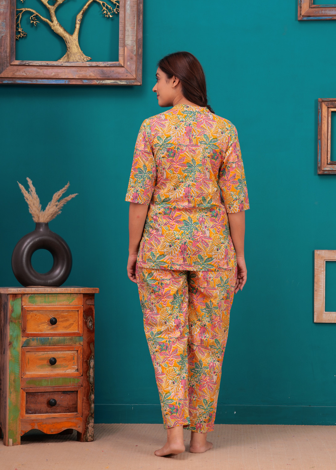 Image of FASHION CLOUD Women Floral Print Multicolor Top & Pyjama Set