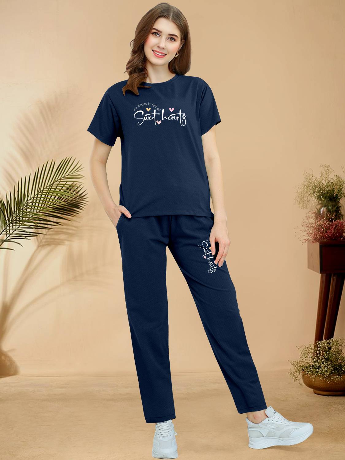 BelleBird Women Printed Blue Top & Pyjama Set