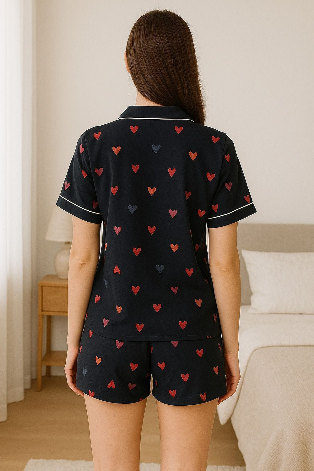 Image of wear all week Women Printed Black Top & Shorts Set