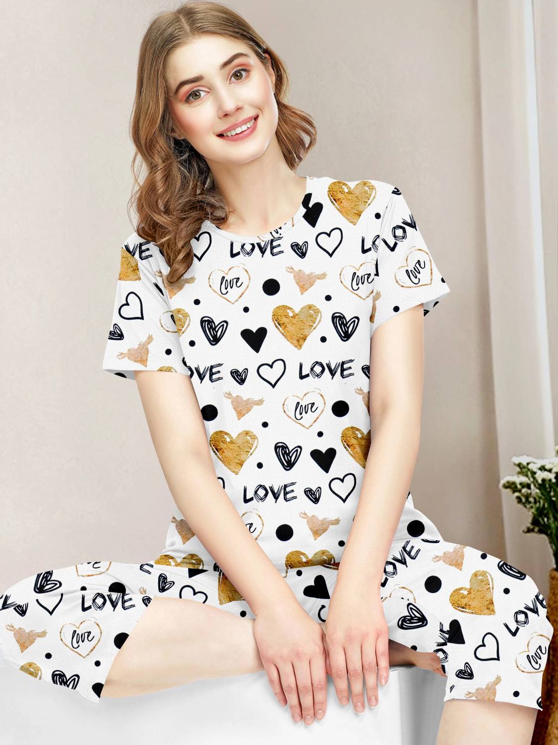 BelleBird Women Printed Multicolor Night Suit Set