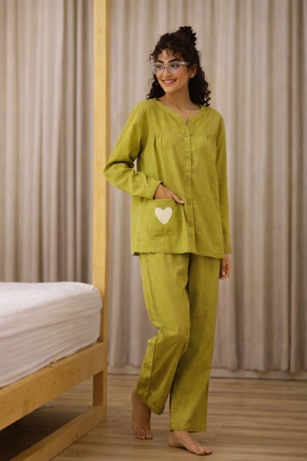 ABHIJEETGARMENT Women Printed Green Top & Pyjama Set