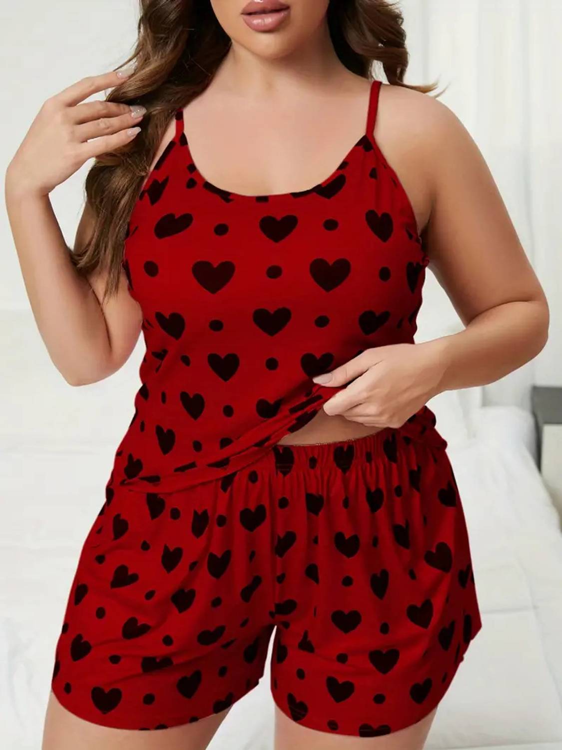 Boosah Women Printed Maroon, Black Top & Shorts Set