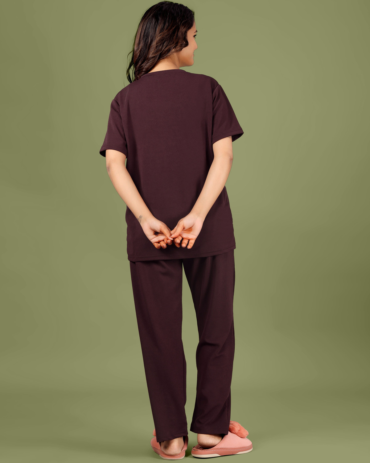 Image of SAKARMAA Women Solid Purple Top & Pyjama Set