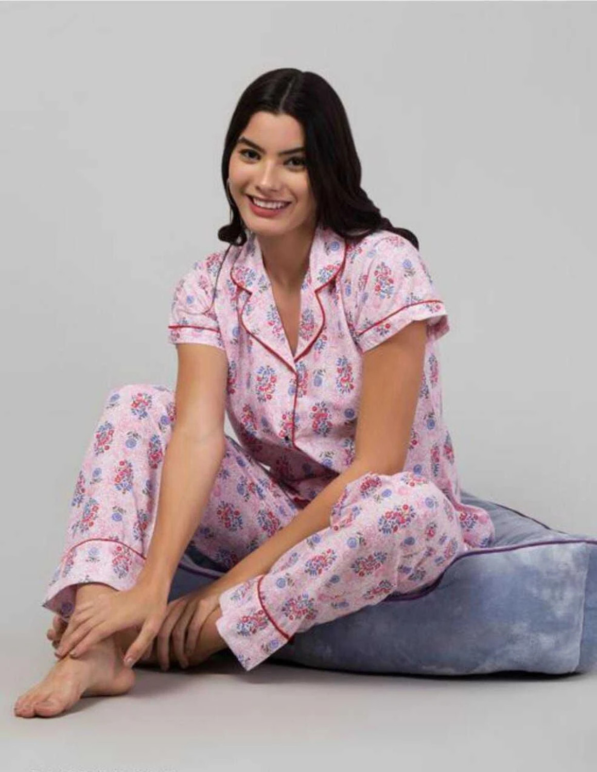 Image of CROWN KING GARMENTS Women Printed Multicolor Shirt & Pyjama set