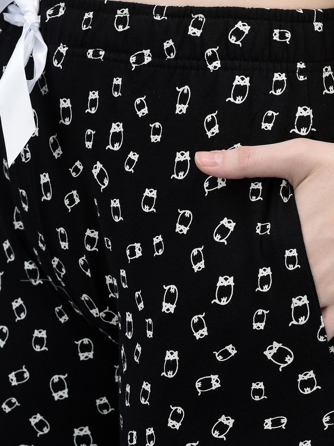 Image of Dollar Missy Women Graphic Print, Solid Black Night Suit Set