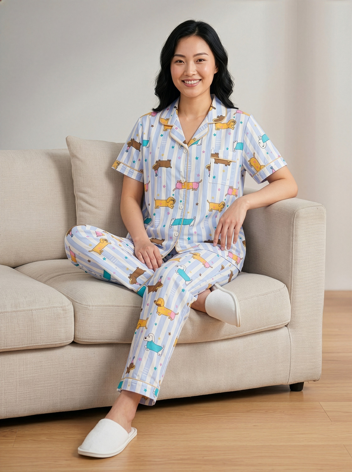 Image of Lugo Women Printed Multicolor Night Suit Set