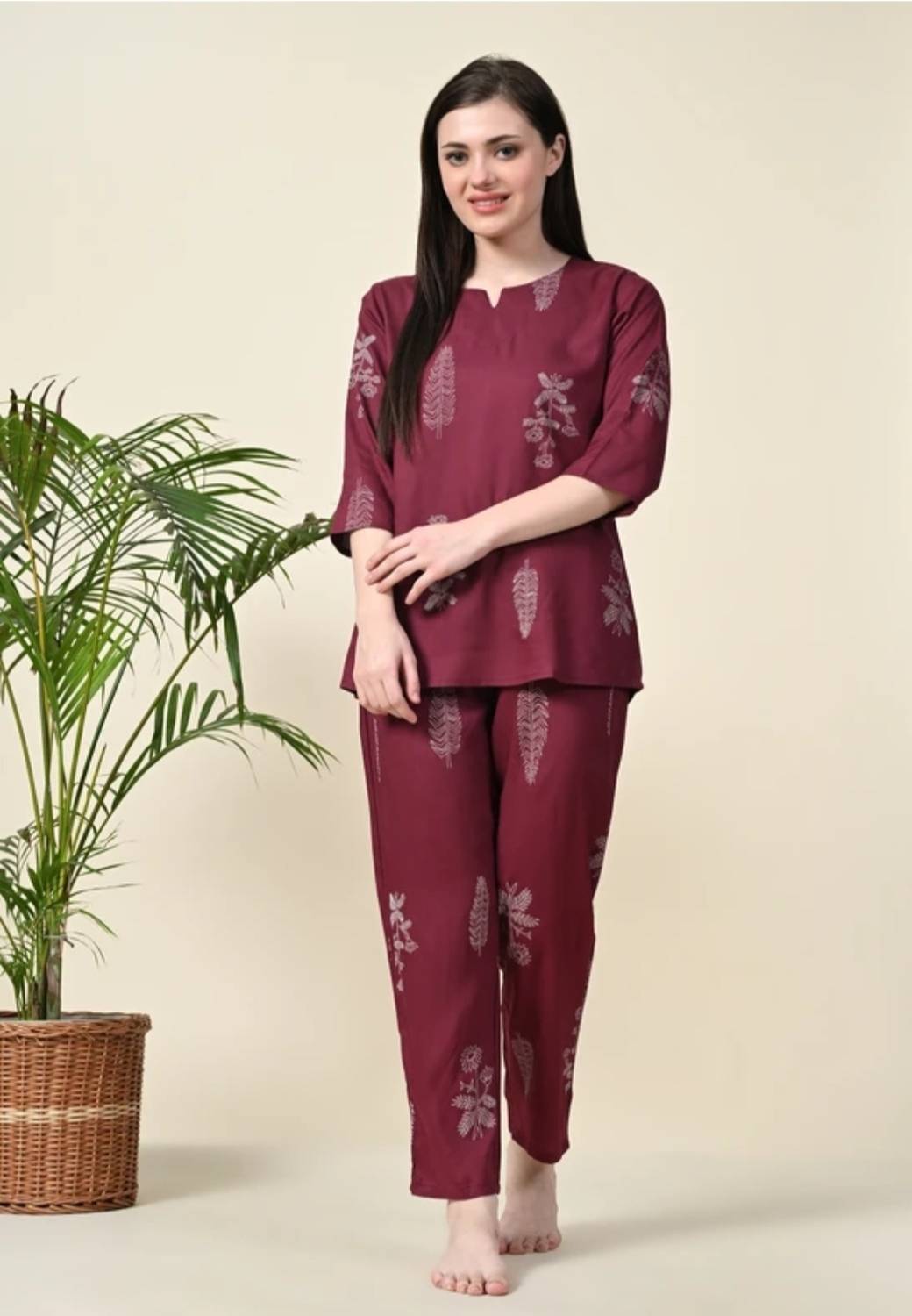 Nishwear Women Floral Print Multicolor Top & Pyjama Set - Image 1
