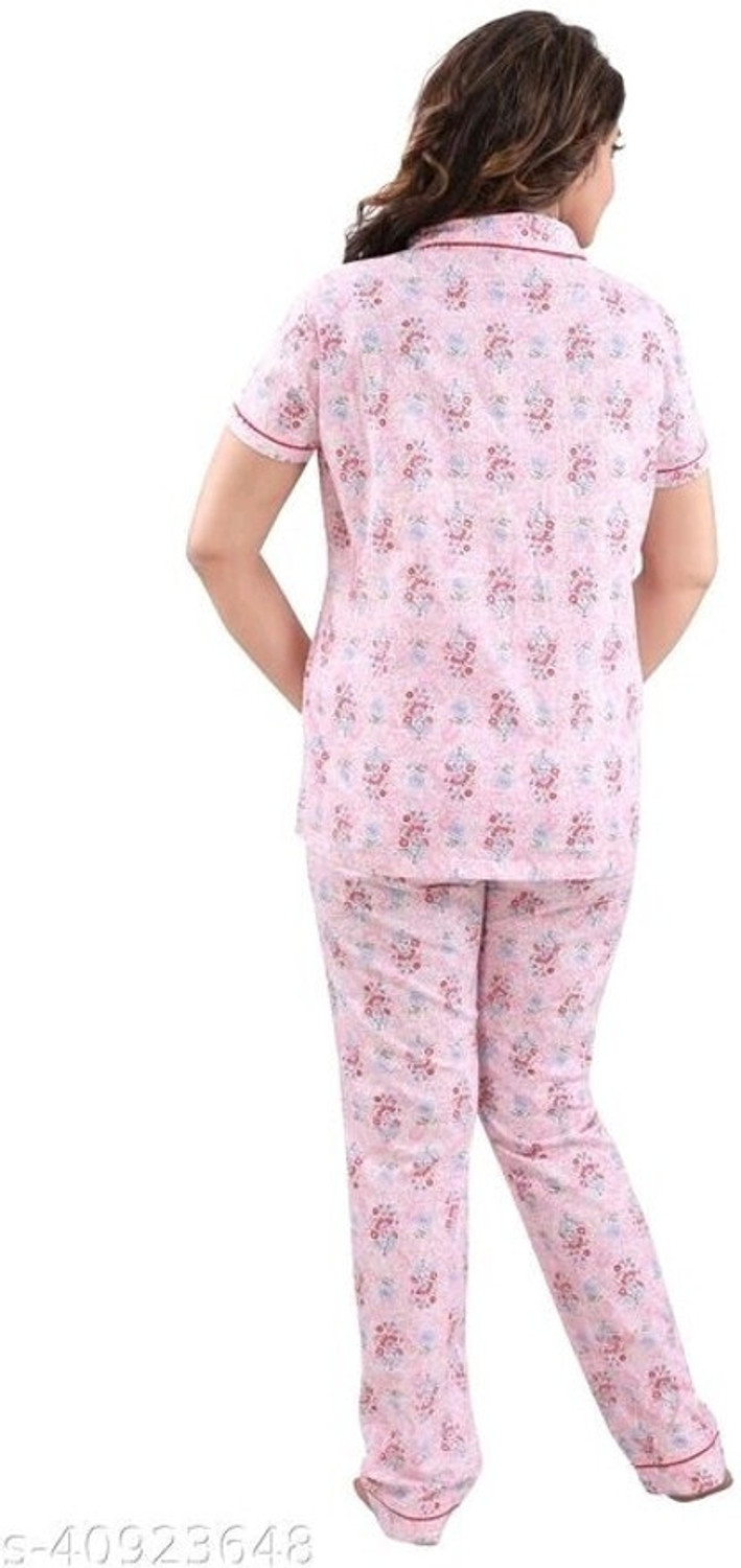 Image of CROWN KING GARMENTS Women Printed Multicolor Shirt & Pyjama set