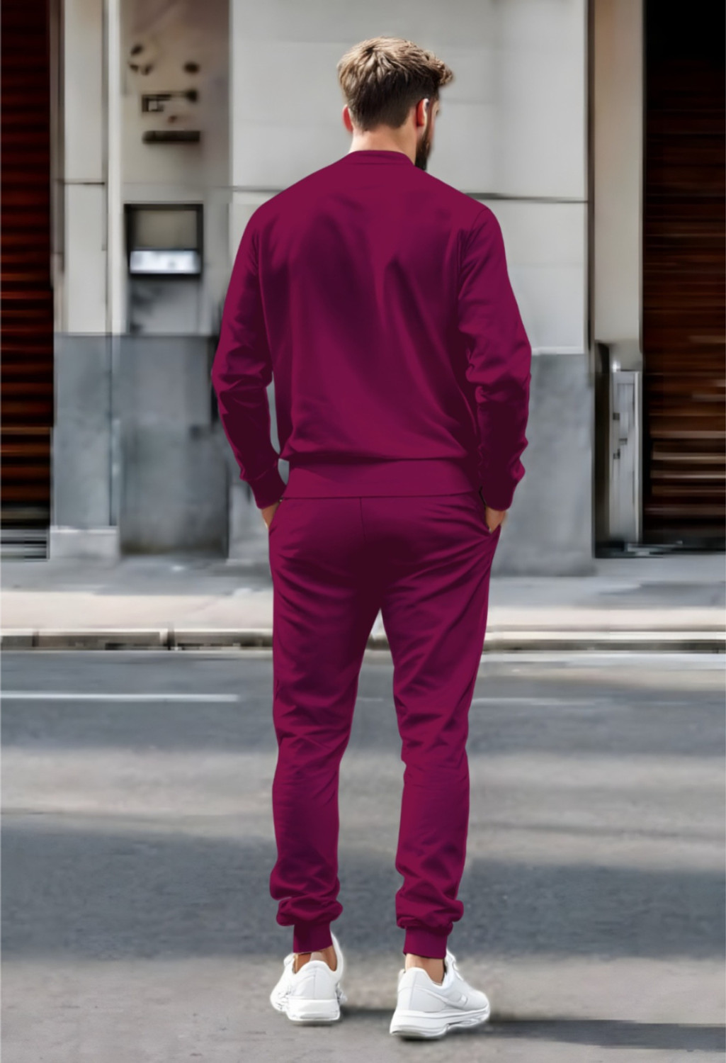 Image of Triptee Men Abstract Maroon Night Suit Set