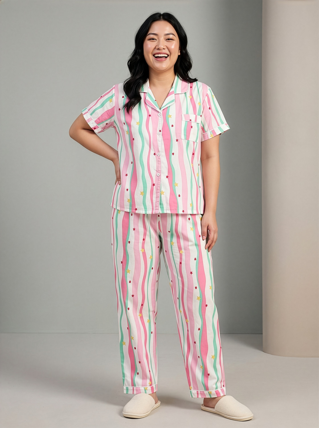 Image of Lugo Women Printed Multicolor Night Suit Set