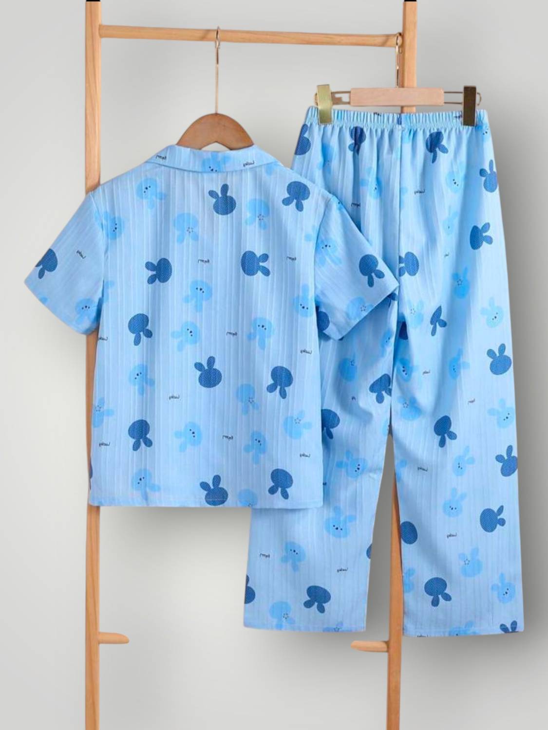 BJMFASHIONS Women Printed Blue Shirt & Pyjama set