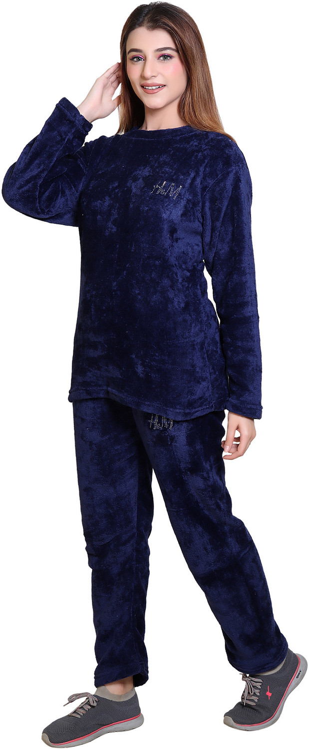 Image of RG BY SS CLOTHING Women Solid Blue Top & Pyjama Set