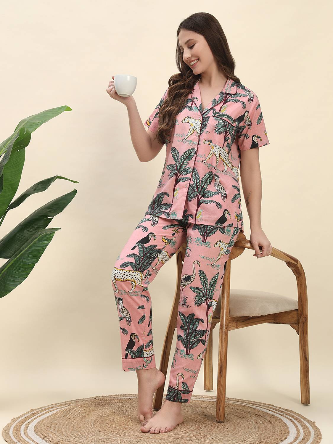 Ameerah Women Printed Multicolor Night Suit Set