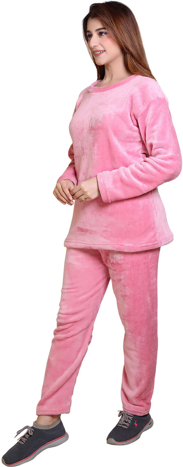 Image of RG BY SS CLOTHING Women Solid Pink Top & Pyjama Set