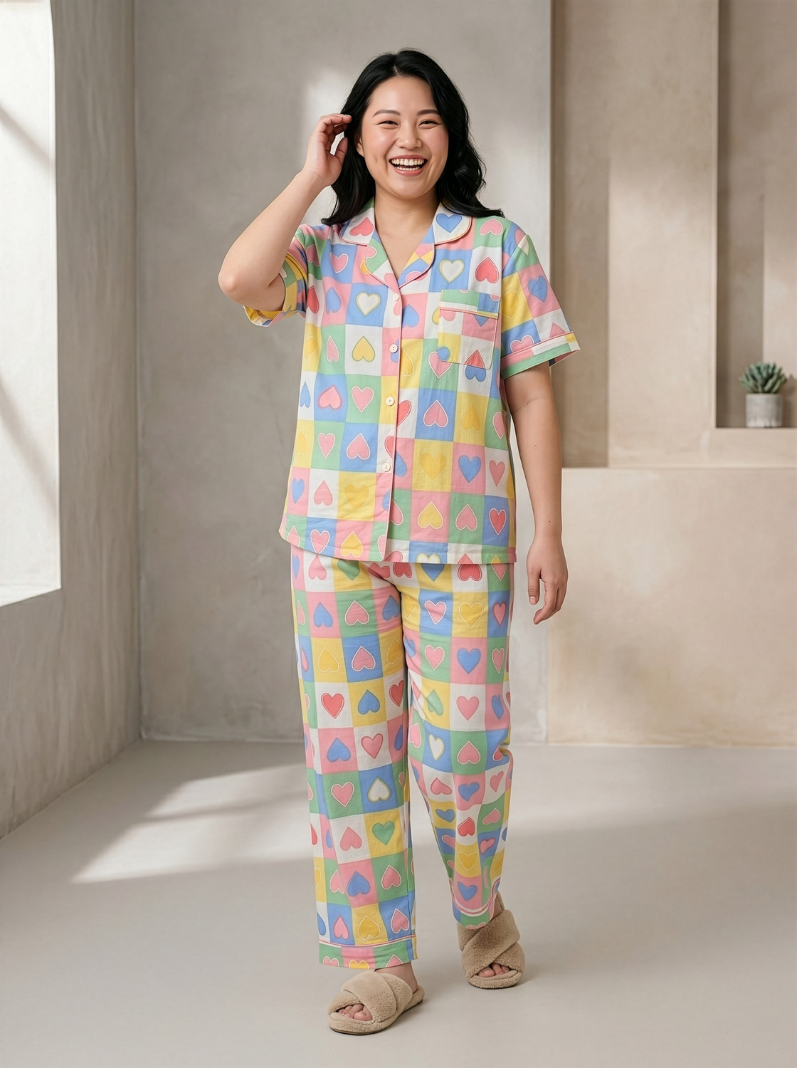 Image of Lugo Women Printed Multicolor Night Suit Set