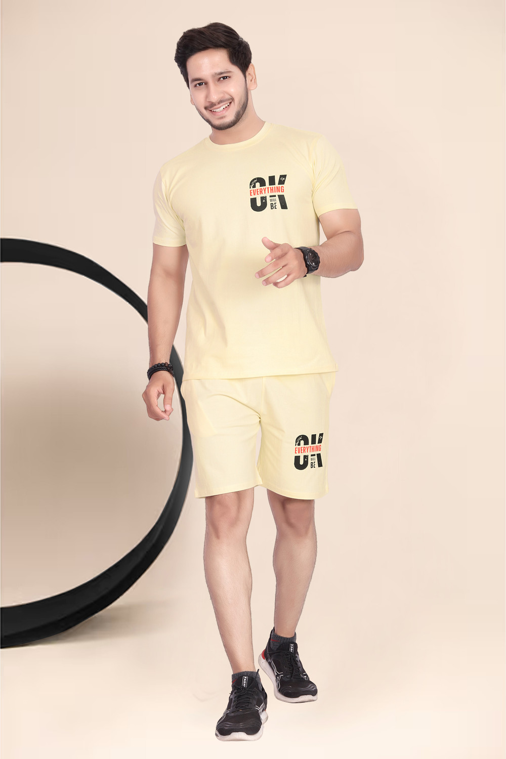 Image of DivRa Clothing Men Top & Shorts Set Multicolor Graphic Print