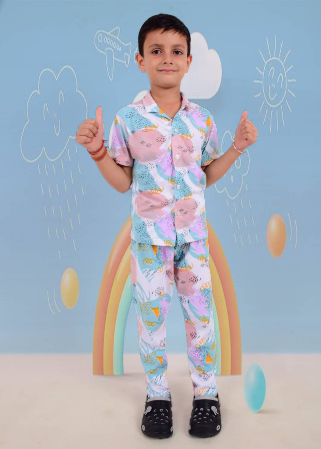 3BROS Boys Printed Multicolor Night Suit Set