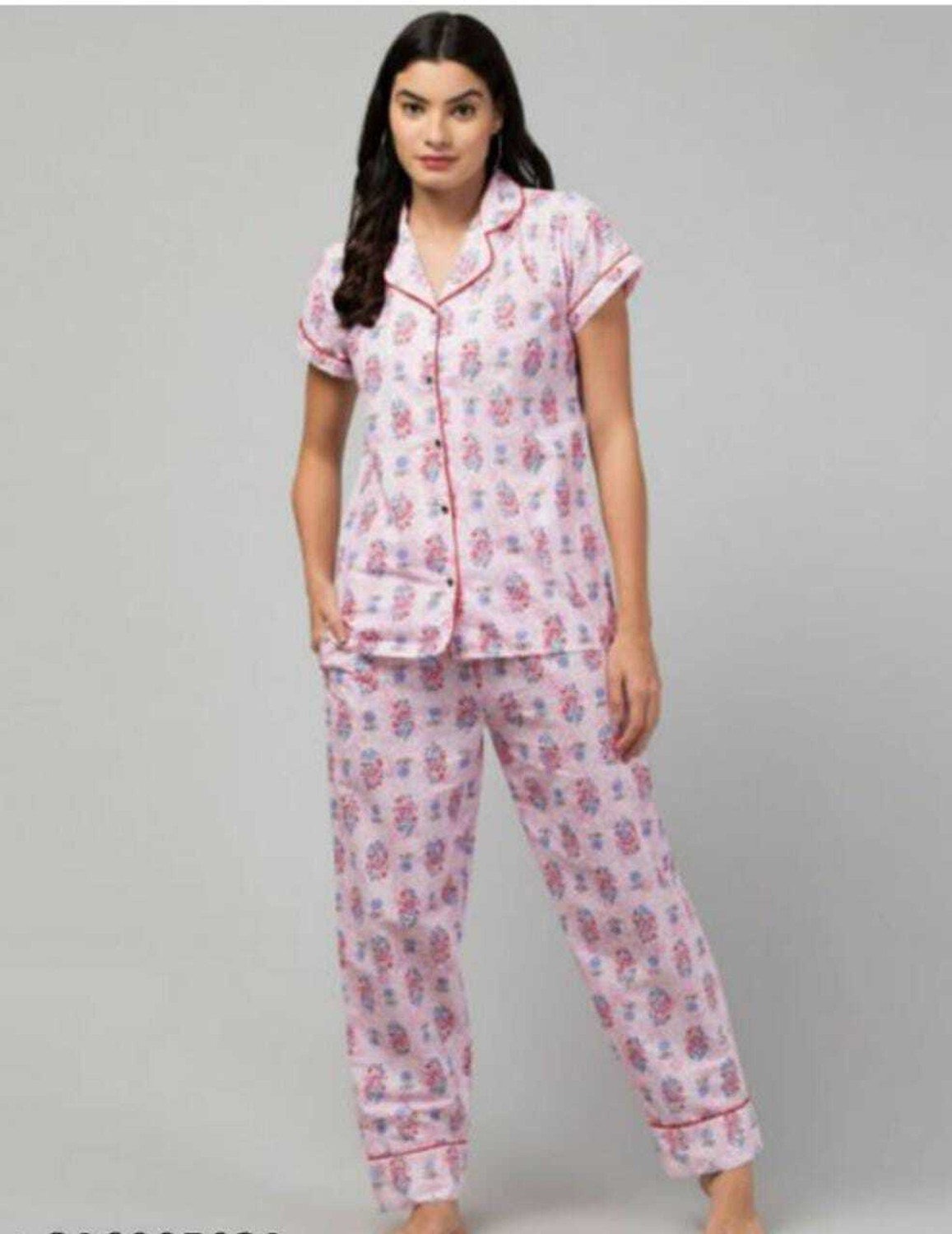 Image of CROWN KING GARMENTS Women Printed Multicolor Shirt & Pyjama set