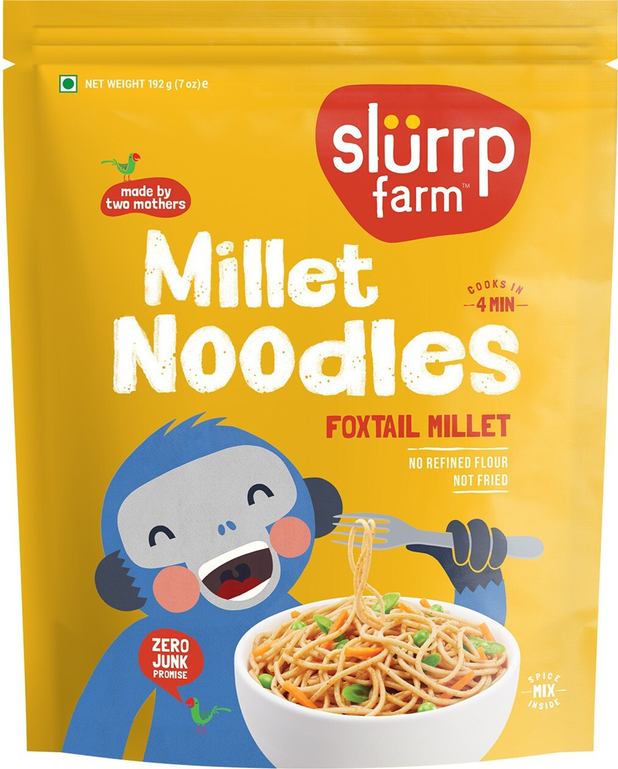 Image of Slurrp Farm No Maida Not Fried Foxtail, Little Millet & Curry Masala, Pack of 3 Hakka Noodles