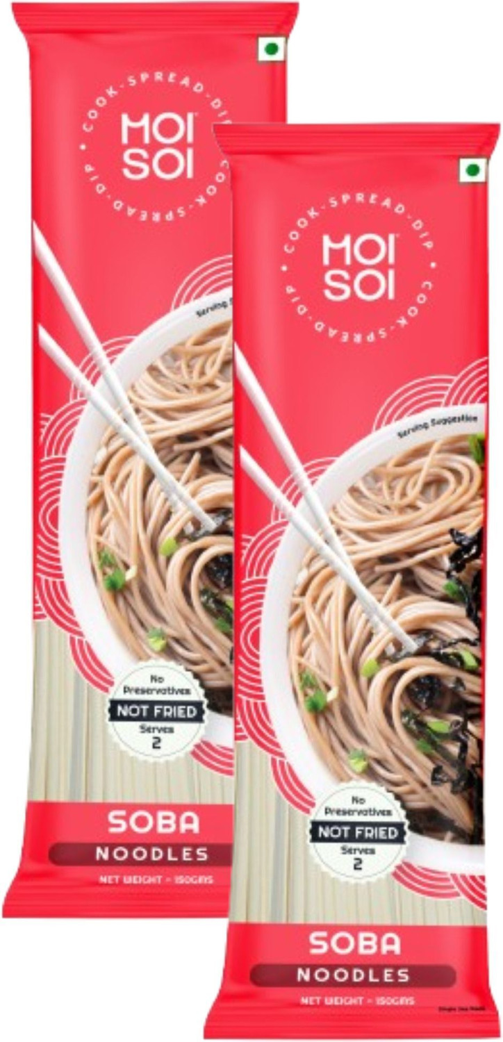 Image of MOI SOI Healthy Soba Noodles Pack of 2 | Made with 70% Buckwheat Flour & 30% Whole Wheat Hakka Noodles