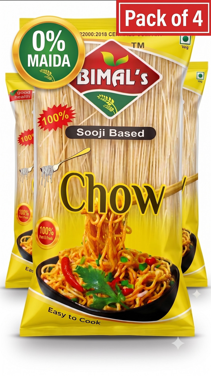 Image of Bimal's Sooji Noodles - Sooji Based Chow (Chowmin) , 0% Maida 100% Suji Hakka Noodles