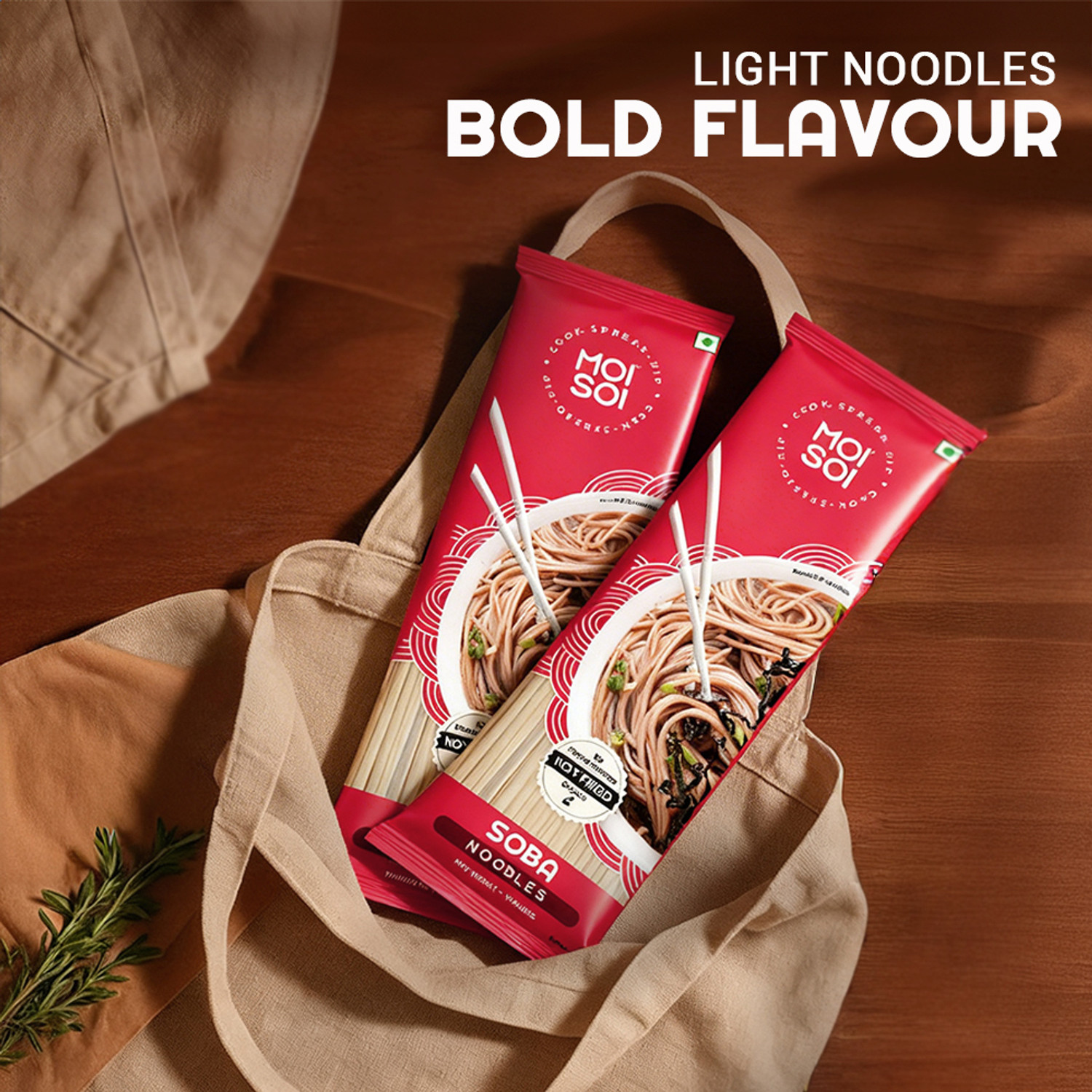 Image of MOI SOI Healthy Soba Noodles Pack of 2 | Made with 70% Buckwheat Flour & 30% Whole Wheat Hakka Noodles