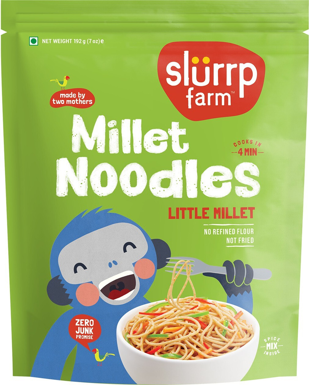 Image of Slurrp Farm No Maida Not Fried Foxtail, Little Millet & Curry Masala, Pack of 3 Hakka Noodles