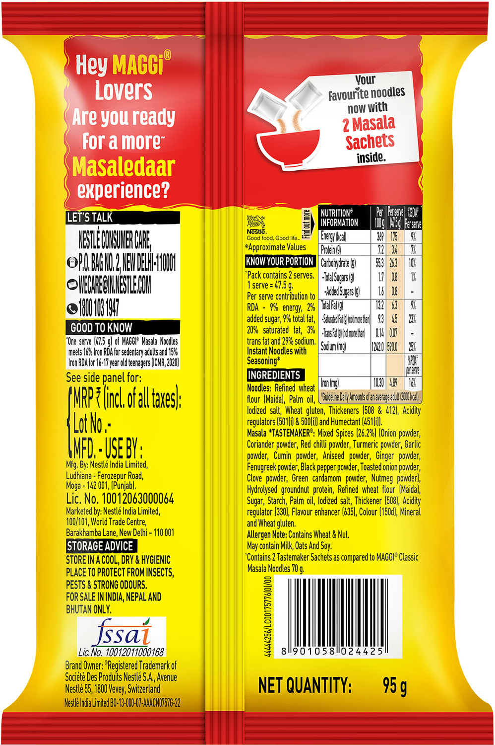 Image of Maggi 2- Minute Double Masala Instant Noodles
