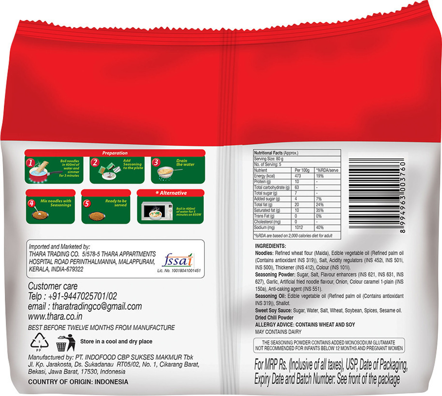 Image of indomie Mi Goreng Instant Noodles (Pack of 40) Authentic Spicy Savory Flavor Instant Noodles