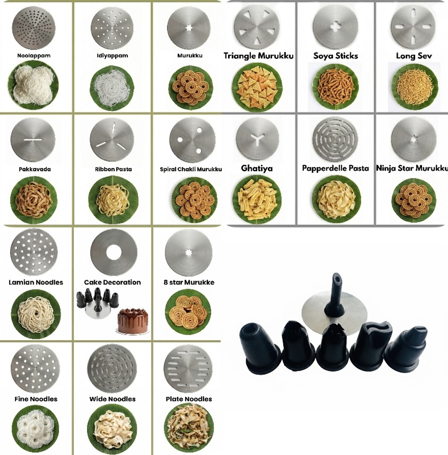 Image of EKIY Electric Noolappam /Idiyappam /Cake /Muruke /Pakkavada /Noodles /Pasta Maker 24 in 1 Pasta Maker