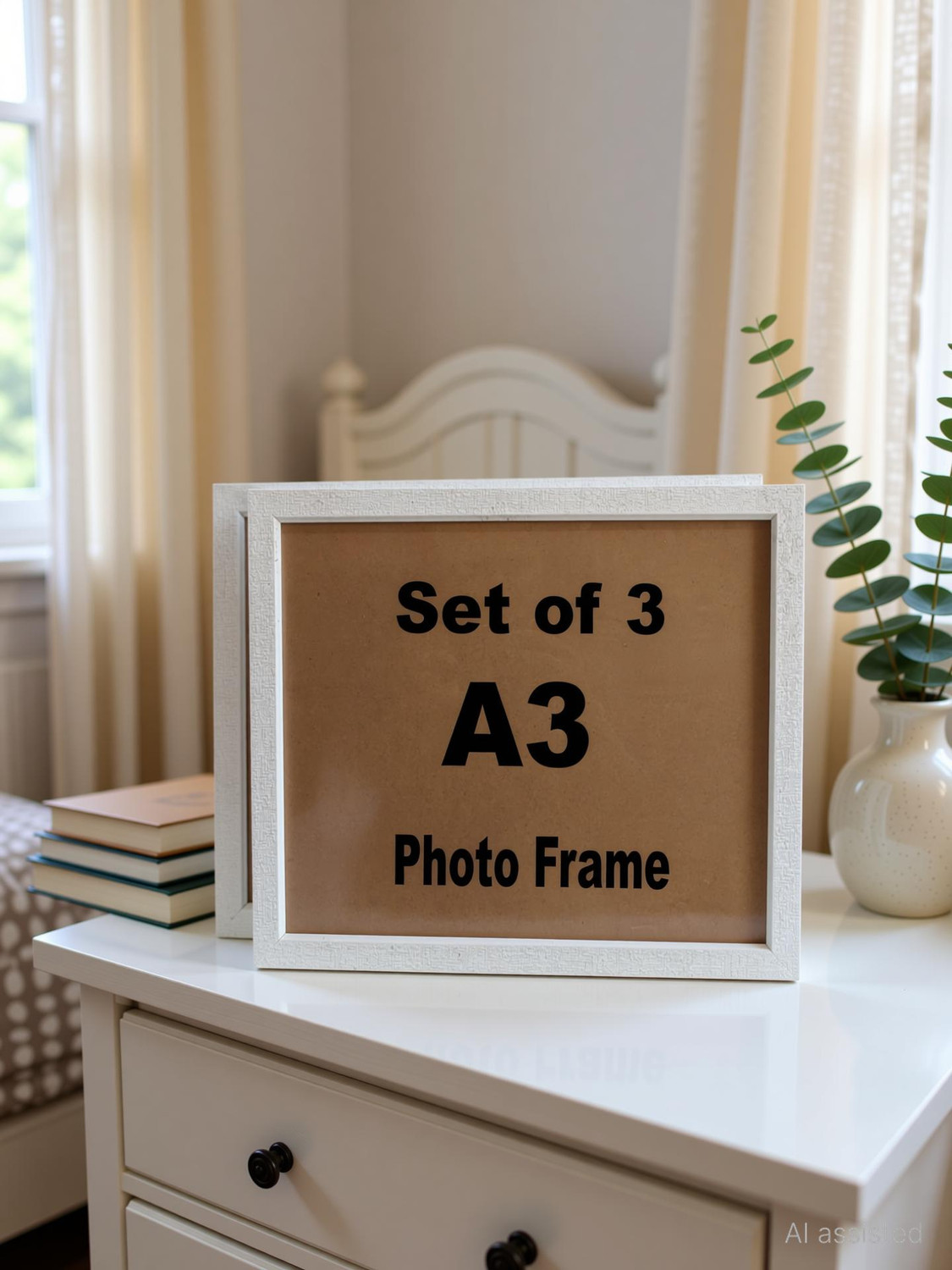 Image of AG CRAFTS Wood Wall Photo Frame (White, 3 Photo(s), a3)