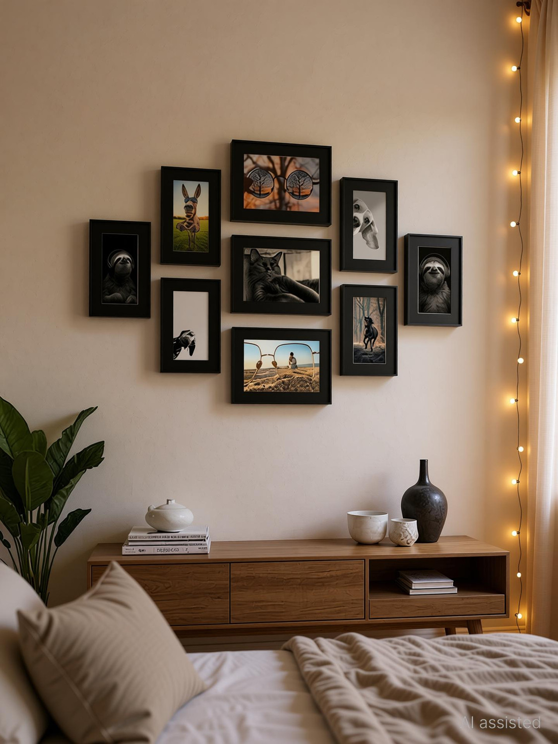 Image of BOSCO Wood Wall Photo Frame (Black, 9 Photo(s), Modern Gallery Wall Art Frame Set)