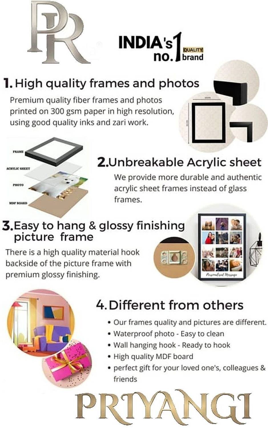 PRIYANGI Wood Wall Photo Frame Black - Image 4