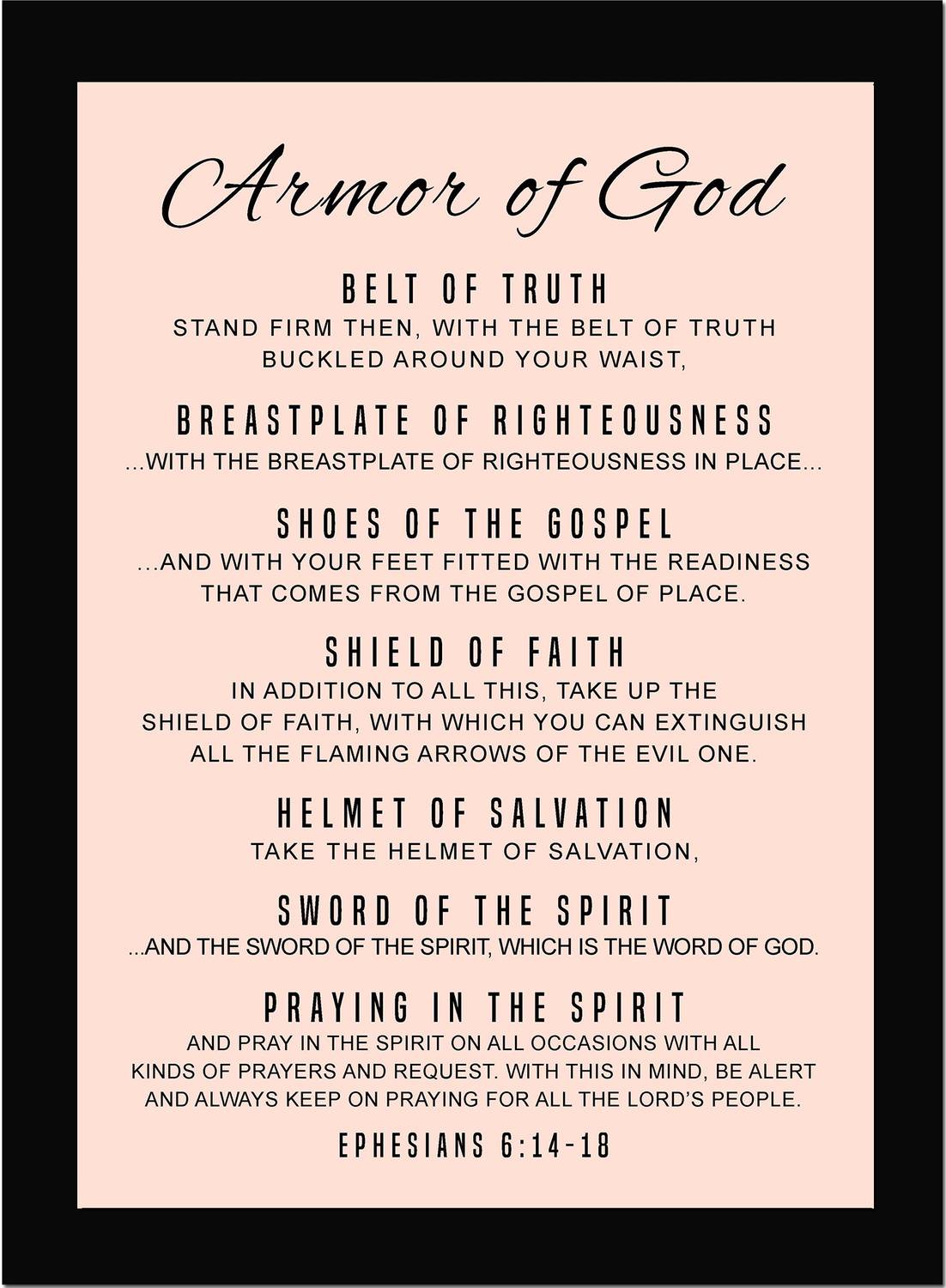 Armor of God - Bible Verse Wall Photo Framed Wall Poster, Bible Quotes Print with Frame, Home, Office Decor, Bible Quotes Poster (13.6 inch x 10.2 inch) Fine Art Print