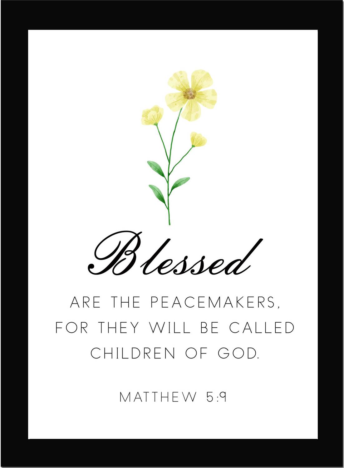 Blessed Are The Peacemakers - Bible Verse Wall Photo Framed Wall Poster, Bible Quotes Print with Frame, Home, Office Decor, Bible Quotes Poster (13.6 inch x 10.2 inch) Fine Art Print