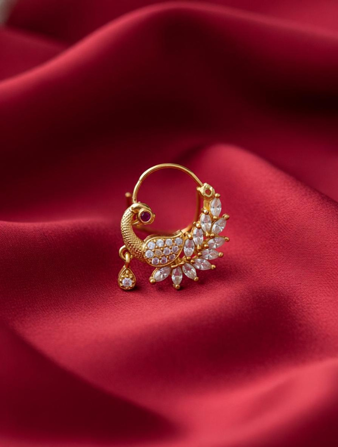 Image of Nityaa Cubic Zirconia Gold-plated Plated Alloy Nose Ring