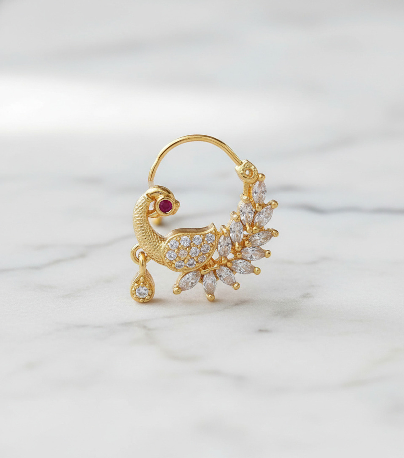 Image of Nityaa Cubic Zirconia Gold-plated Plated Alloy Nose Ring