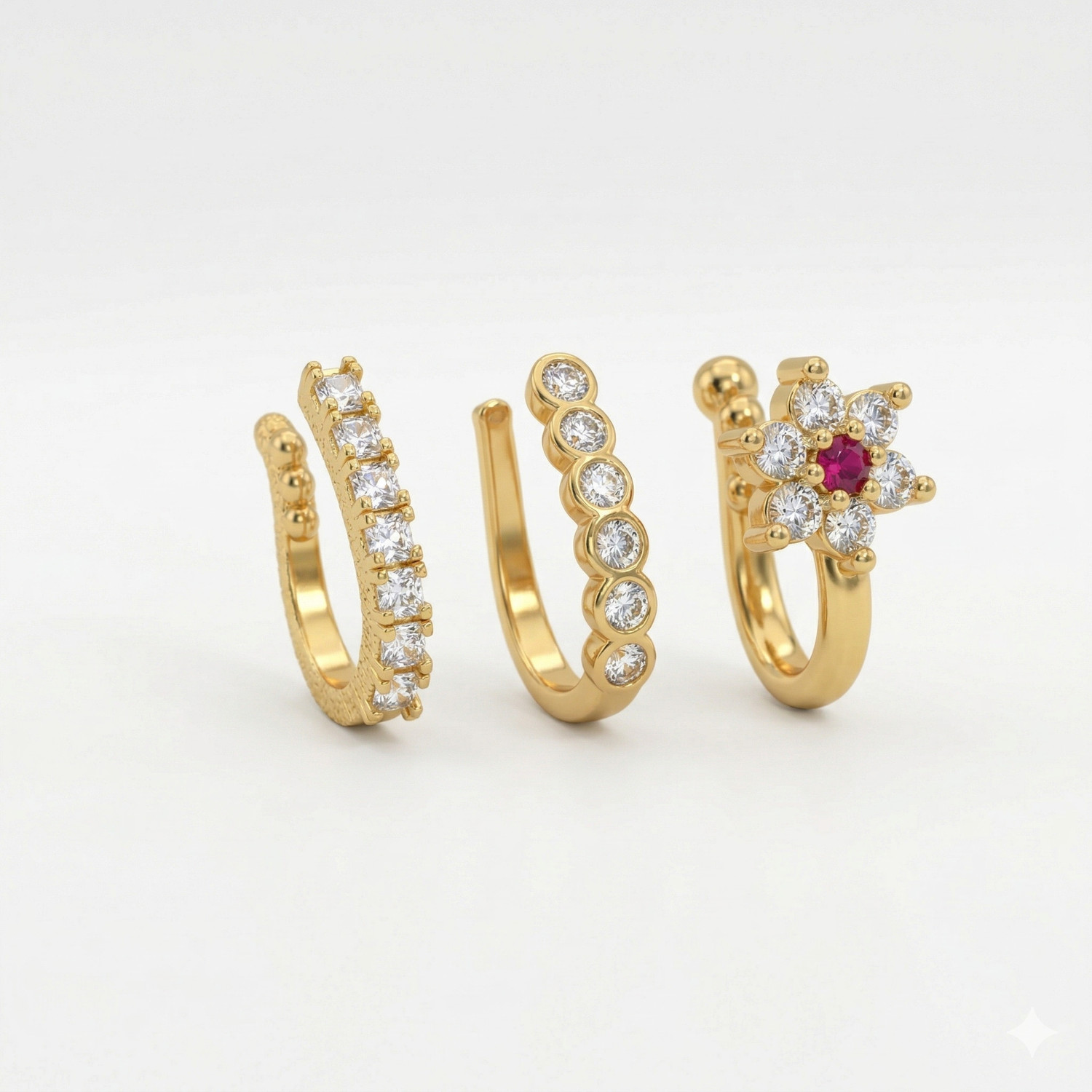 Image of Mufasa Fashions Cubic Zirconia Gold-plated Plated Brass Nose Ring