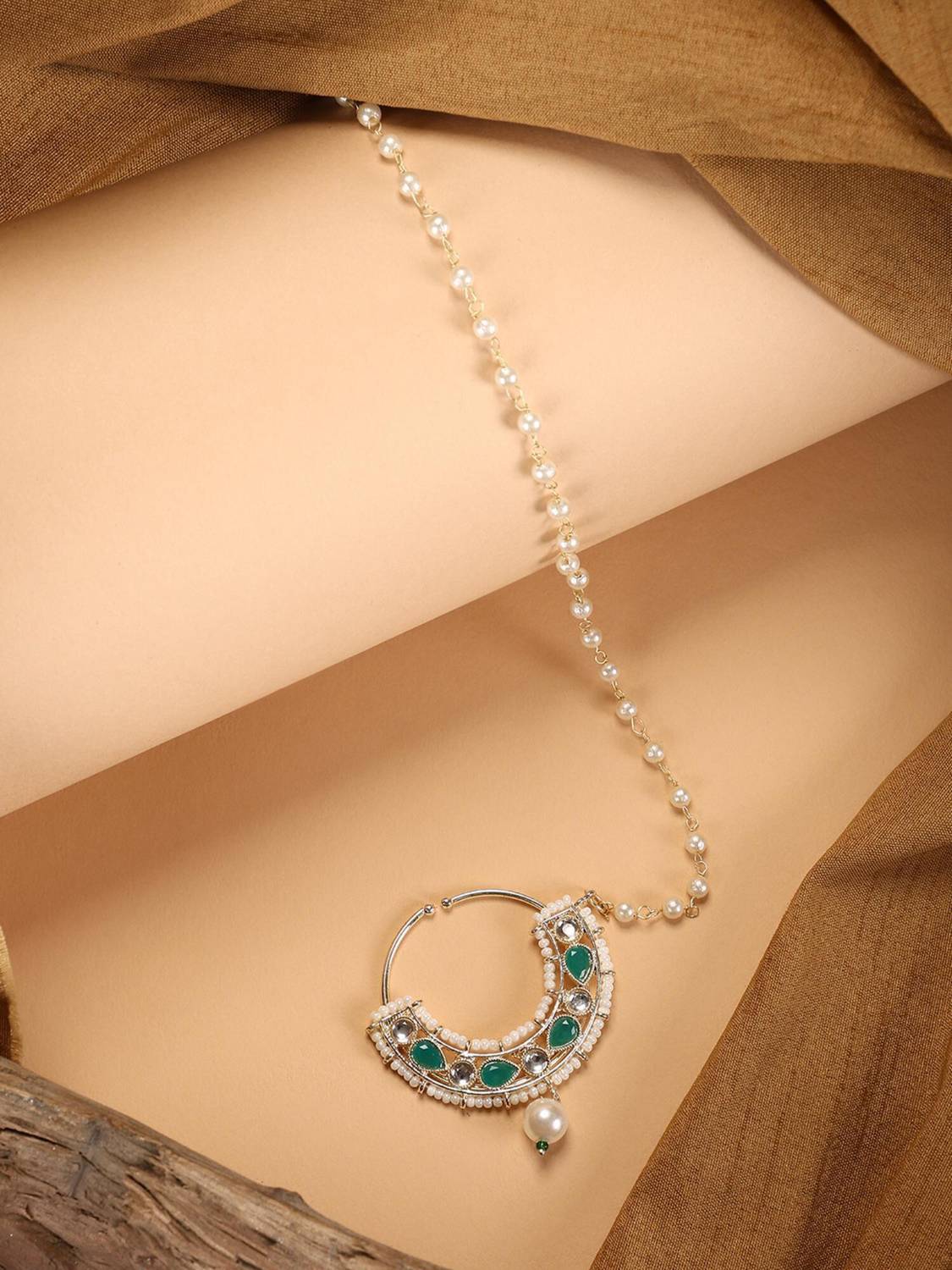 Anika's Creation Cubic Zirconia Gold-plated Plated Brass Nathiya