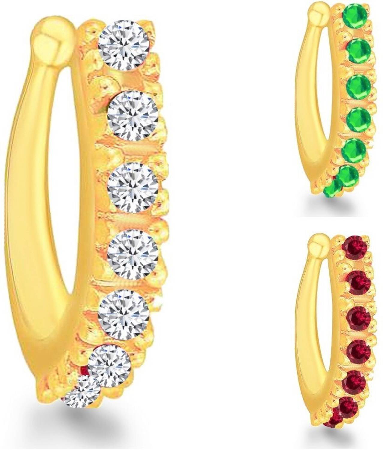 Miami Cubic Zirconia Gold-plated Plated Copper, Brass, Crystal, Stone Nose Stud