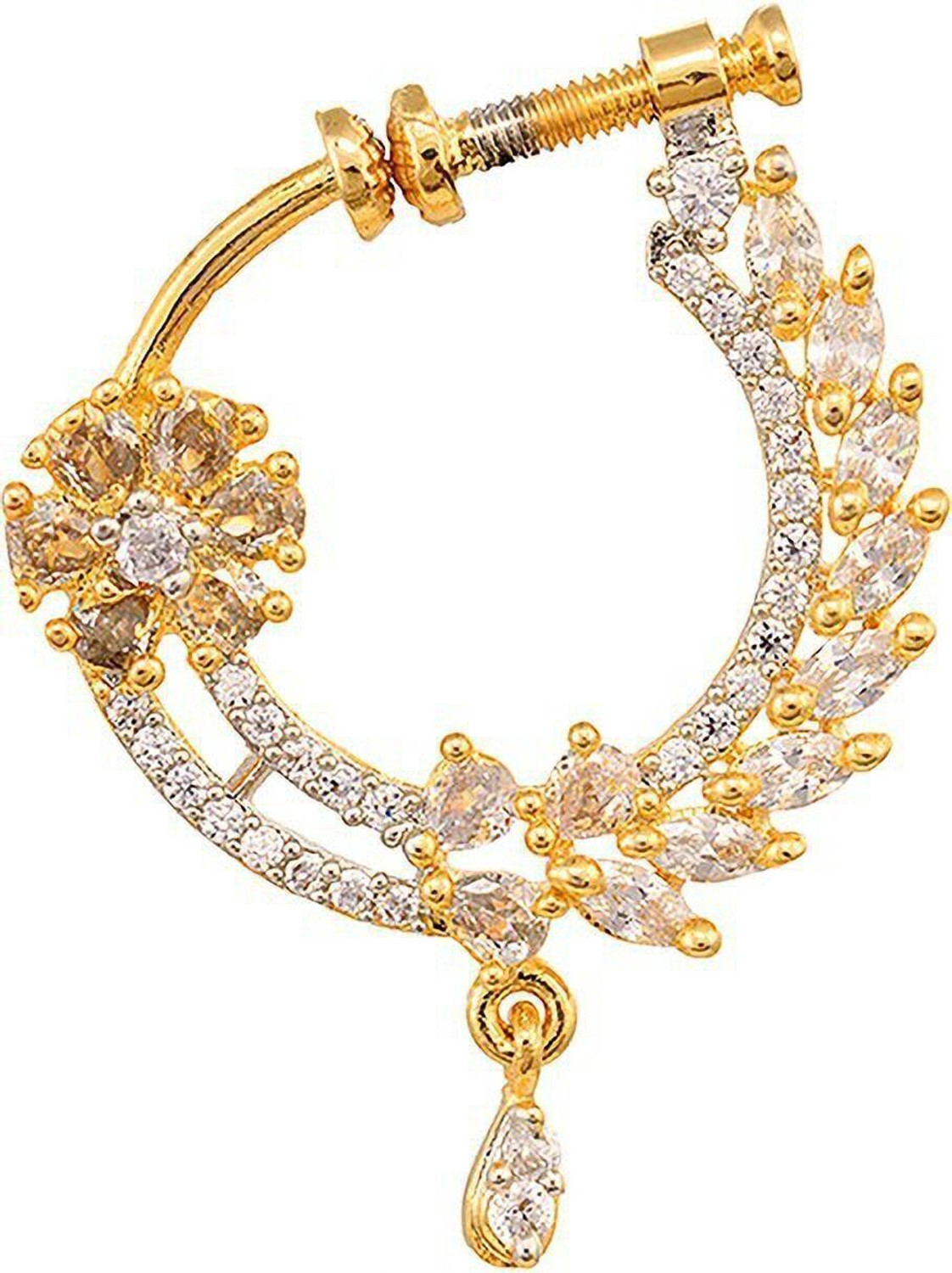 Image of SARAF RS JEWELLERY Cubic Zirconia Gold-plated Plated Brass Nathiya