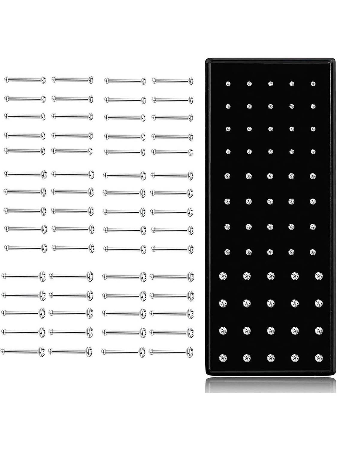 Bawree Crystal Silver Plated Metal Nose Stud Set