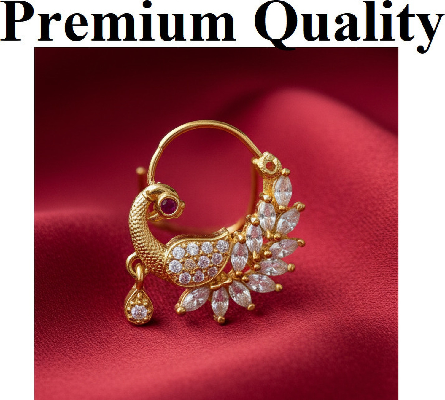 Image of Nityaa Cubic Zirconia Gold-plated Plated Alloy Nose Ring