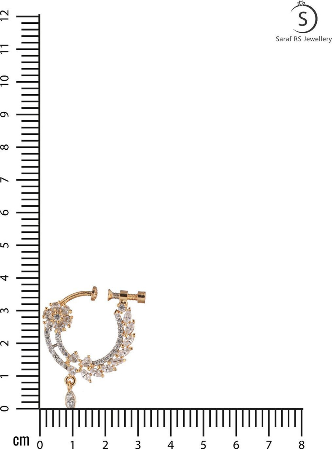 Image of SARAF RS JEWELLERY Cubic Zirconia Gold-plated Plated Brass Nathiya