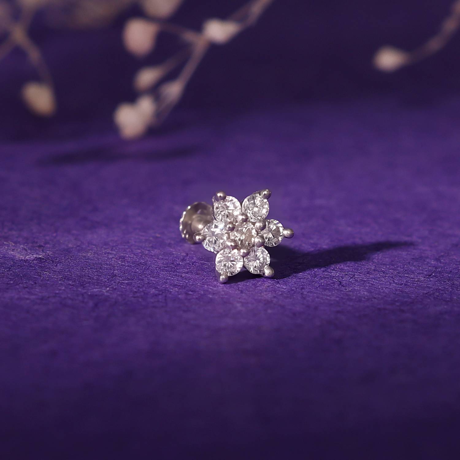 GIVA Zircon Rhodium Plated Sterling Silver Nose Ring deal from flipkart