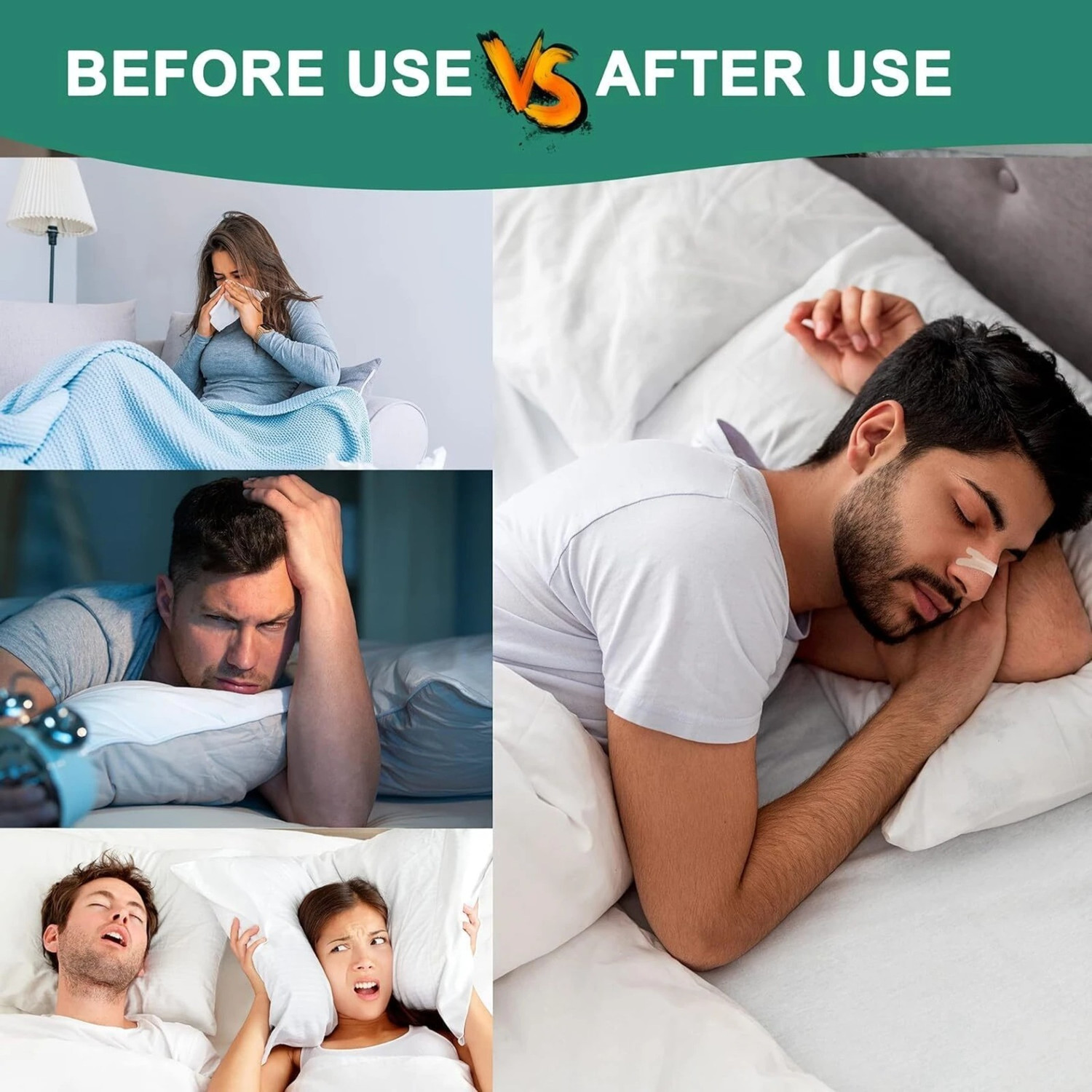 Image of house of common Breathing Nasal Strip Starter Kit (15 Count, Multi) - Boost Oxygen Anti-snoring Device